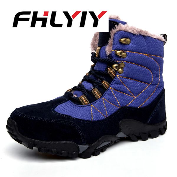

men plush warm snow boots winter keep warm ankle boot outdoor waterproof anti-skip high lace up luxury boots men casual shoe, Black