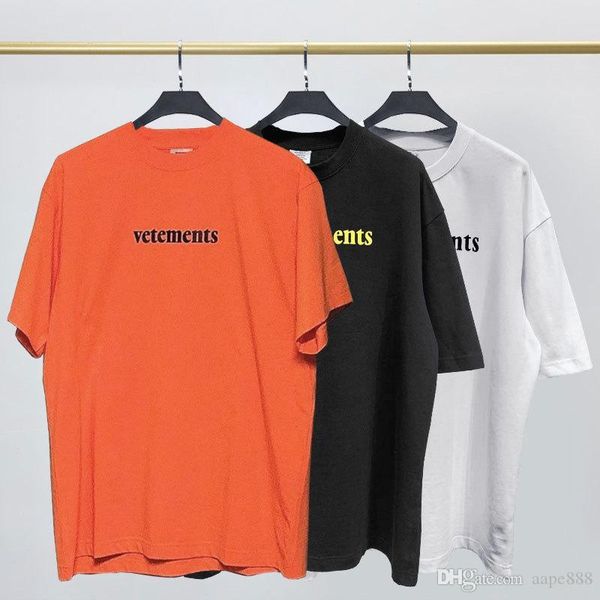 

designer mens t-shirt french street tide vetements ins casual loose letter printed t-shirt street summer short tee, White;black