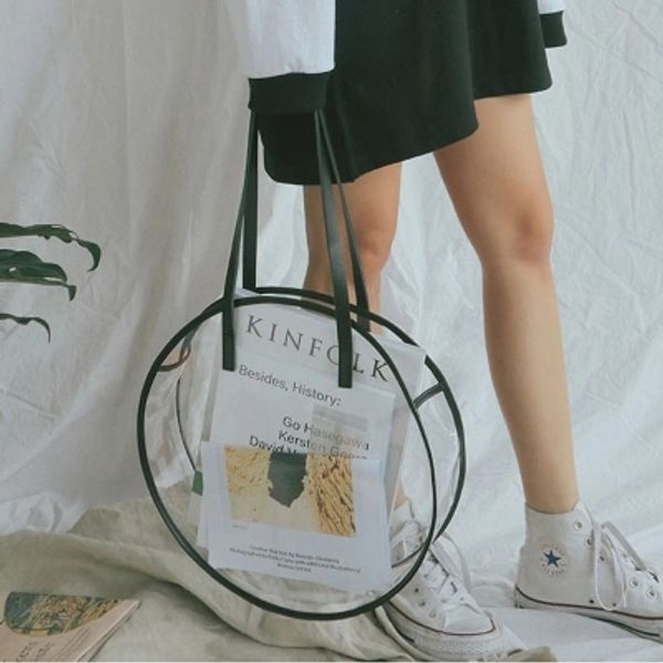 

new fashion handbags quality transparent women's shoulder messenger bag girl beach bag vacation leisure tote shopping