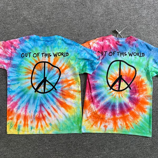 

logan spiral radioactive trend tie-dyed european and american english printed short sleeve, Red