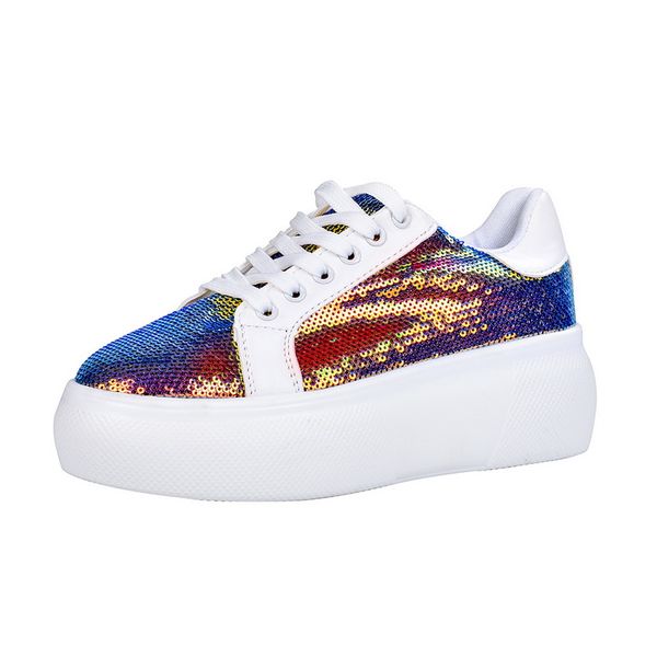 

white sneakers shoes women spring leather thick bottom lace up women flats round toe shallow platform casual mujer 2019, Black