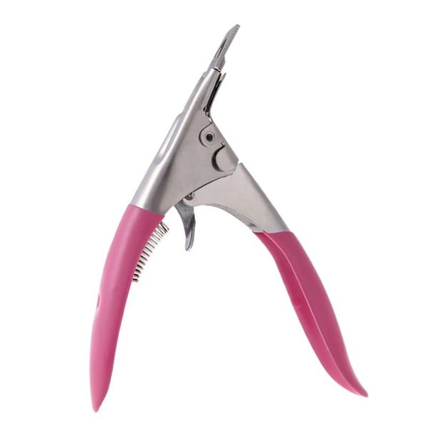 

false nail clipper nail cutter stainless steel acrylic gel nail art tools tips manicure trimming pink