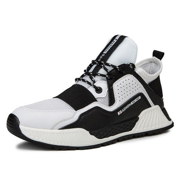 

2019 new flat heel men sports shoes breathable shoes male round head color matching lace up fashion men's winter size 39-44, Black