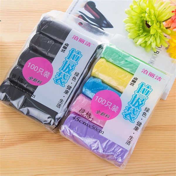 

5 rolls 100pc trash bags durable disposable plastic household kitchen trash bags large point-break garbage storage bag new #23