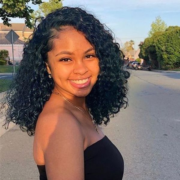 Natural Curly Side Part Glueless Brazilian Virgin Human Hair Adjustable Lace Front And Full Lace Wigs Natural Color For Black Women 100 Brazilian Hair