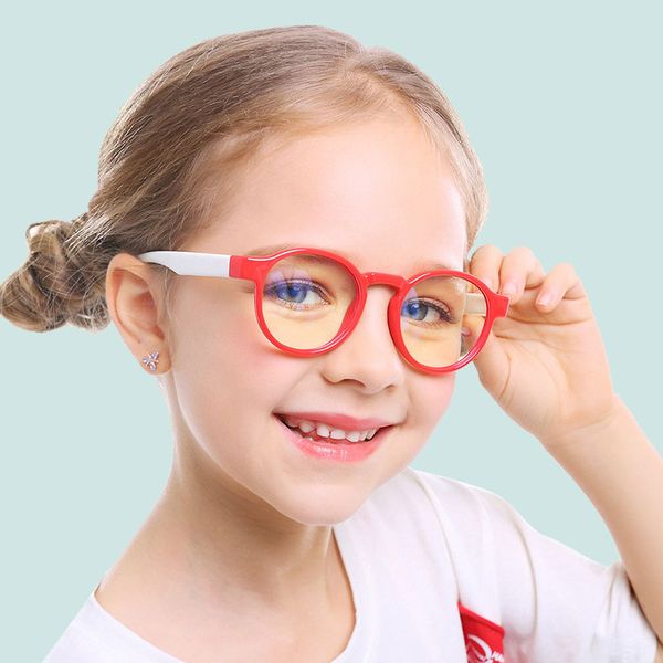

kids glasses optical frame round anti blue light children boy girls clear computer transparent blocking reflective eyeglasses, White;black