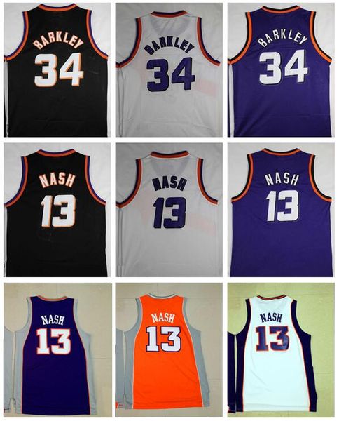 

wholesale mens #13 steve nash jersey orange white purple embroidery vintage #34 charles barkley jersey #13 steve nash jerseys stitched, Gray;blue