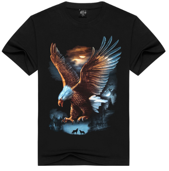 

funny fashion animal eagle t-shirt 3d print men/womens funny summer round collar short sleeve casual t-shirt k838, White;black