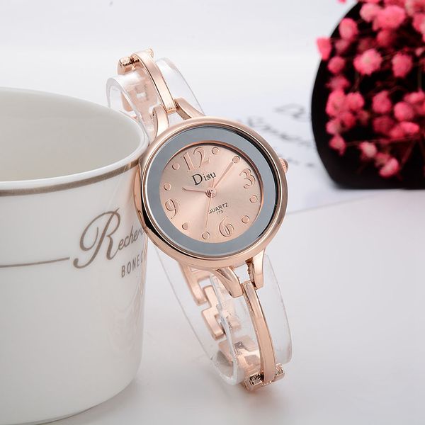 

women watches alloy steel strip rose gold elegant digital bracelet watch ladies quartz wristwatch reloj mujer#b, Slivery;brown