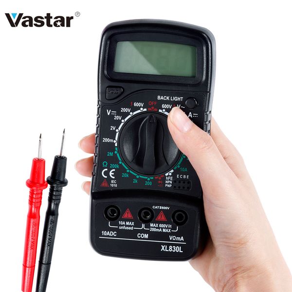 

vastar handheld lcd digital multimeter 1999 xl830l ac/dc voltage amp current resistance tester blue backlight meter