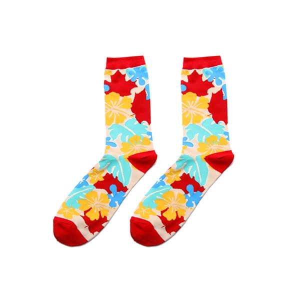 

new colorful plants floral printed men crew socks happy sock casual harajuku dress business skate cotton calcetines hombre, Black