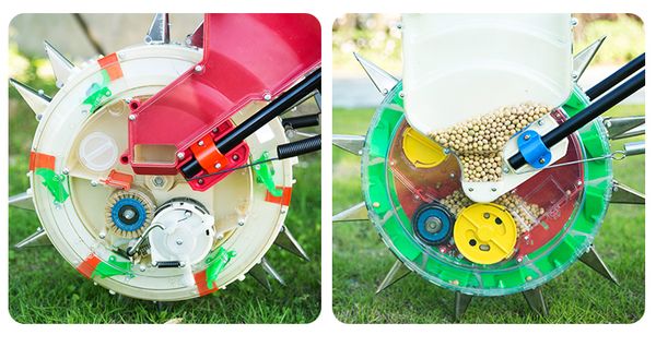 

double box,hand push wheel type peanut soybean corn vegetable precision fertiliser seeder seeding machine fertilization planter