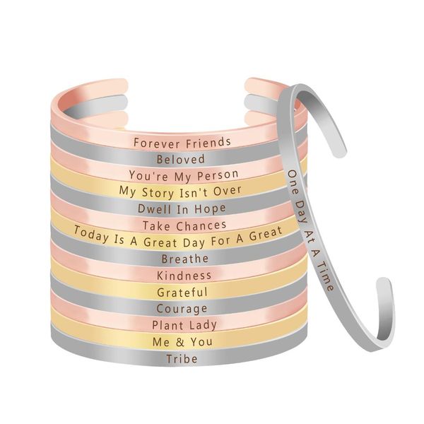 

plant lady engraved inspirational positive quote bangles cuff bracelet bangles travel accessories personality girlfriend gift, Black