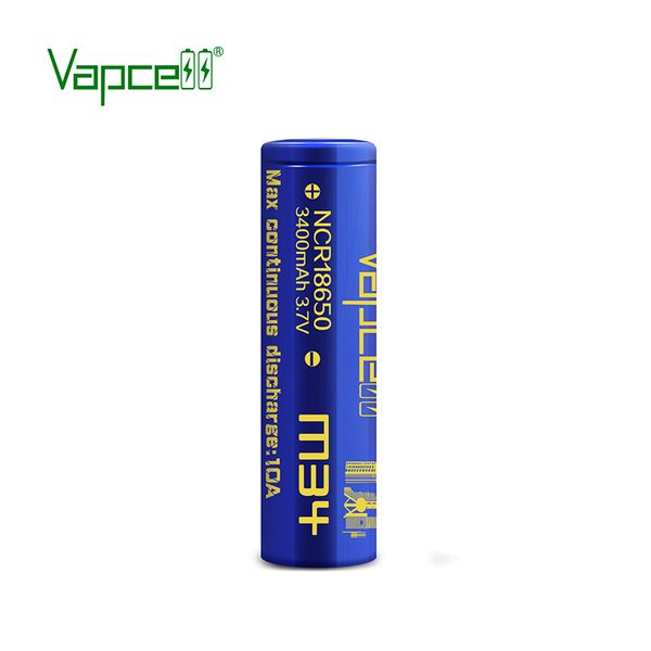 

vapcell battery ncr 18650 battery 3400mah 10a rewrapped m34 li-ion battery for flashlight