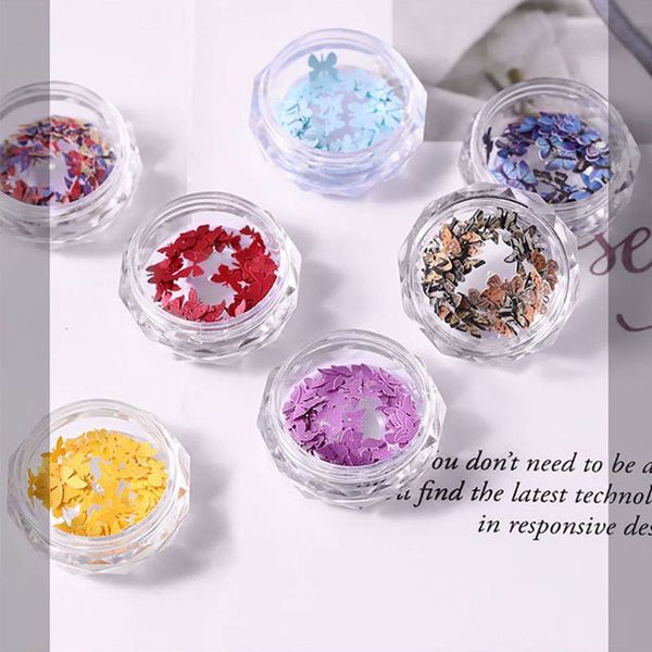 

nail art decorations 1 box 3d butterfly sequins flakes slices diy uv gel 667d, Silver;gold
