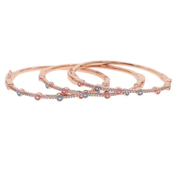 Boho Bohemia Jóias Esmalte Turco Mau Olho Aberto Cuff Bangle para Mulheres Senhora Presente Rosa Banhado A Ouro Cz Banda Moda Pulseiras