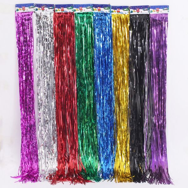 100 * 18 cm Gold Foil Bringe Tenda Tinsel Stringa Shiny Shimmer Party Wedding Birthday Porta Decorazione Foto Booth Backdrop