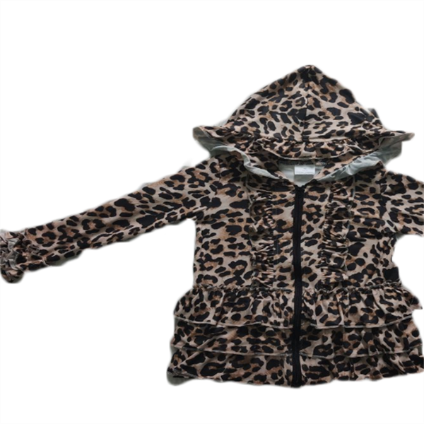 

neweat fall baby girls boutique long sleeve leopard hooded jacket with zipper, Blue;gray