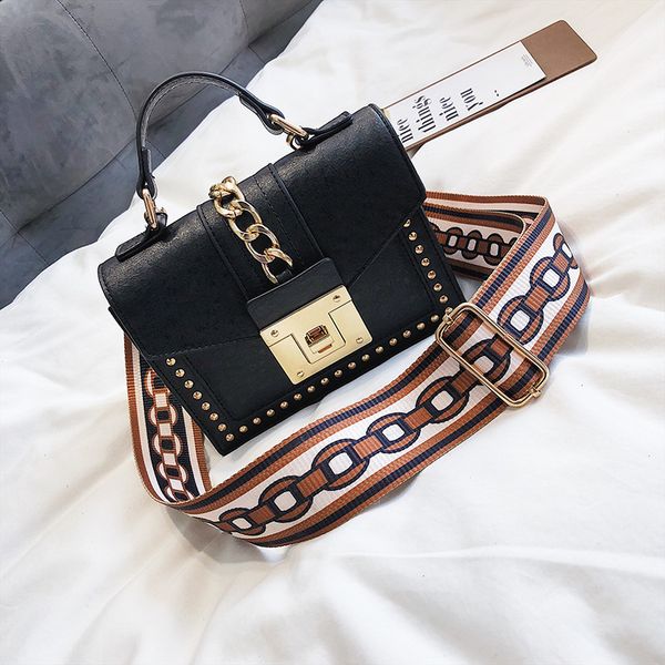 

new women's bag fashion small square bag wide shoulder strap shoulder bag designer handbag