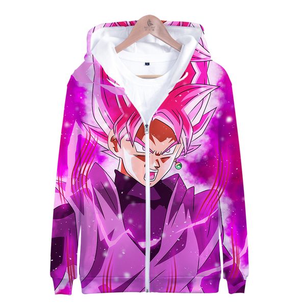 

2019 new son goku kakarotto super 3d толстовка с капюшоном на молнии мужчины / женщины хип-хоп повседневная молния одежда, Black
