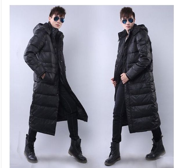 

the man with long down jacket male new winter thickening over-the-knee big yards down jacket to keep warm coat, Black