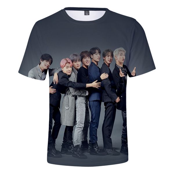 

2019 men's clothing t shirts summer bts 3d color printed short sleeve t-shirt size s-4xl, White;black