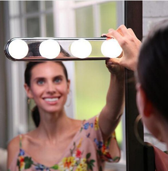 

4 led bulbs make up light super bright portable cosmetic mirror light kit battery powered makeup light