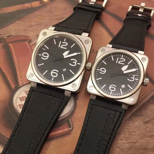 

2020 wholesale aviation quartz date heritage black dial white number r0194 mens watches diver leather strap steel case sport man wristwatch, Slivery;brown