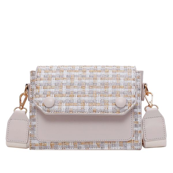 

elegant female flap square bag 2019 winter fashion new woolen women's designer handbag contrast color shoulder messenger bag