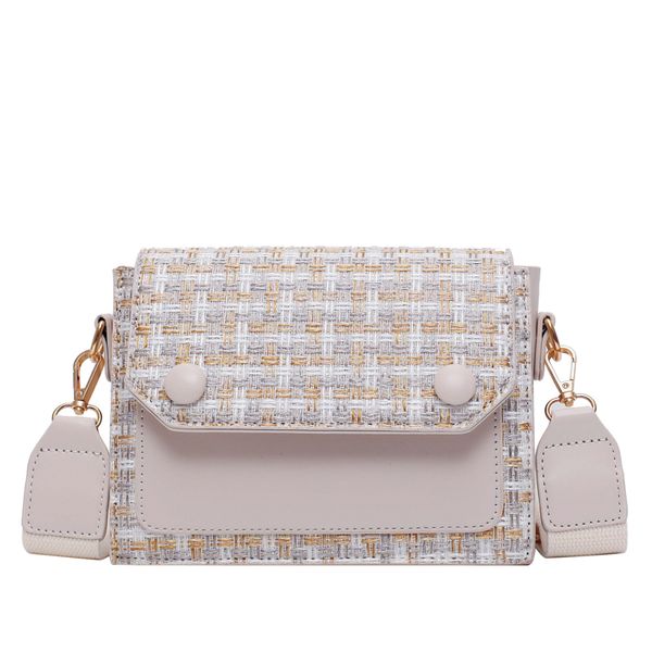 

elegant female flap square bag 2019 winter fashion new woolen women's handbag contrast color shoulder messenger bag