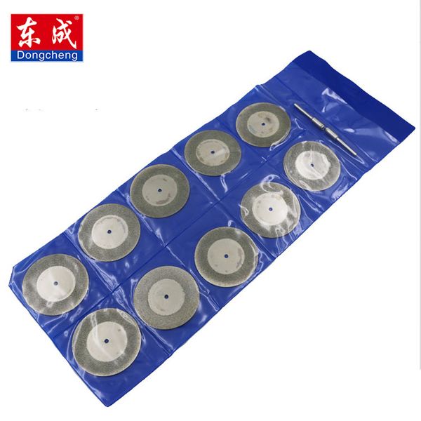 

dongcheng 10pcs/set 50mm mini diamond saw blade silver cutting discs with 2x connecting shank for dremel drill fit rotary tool