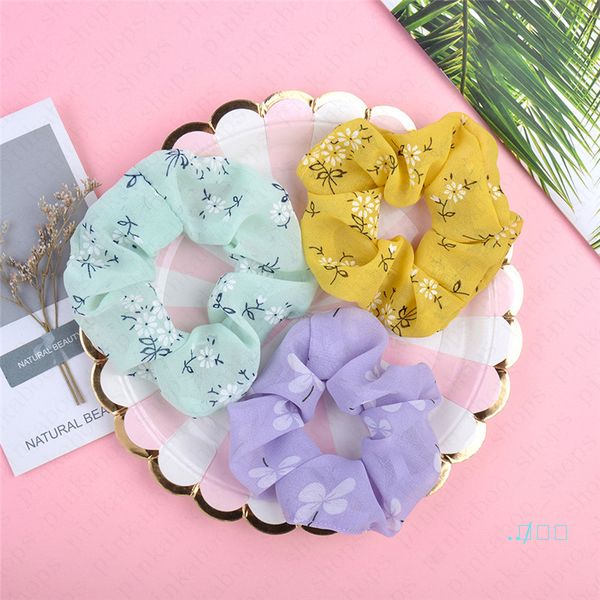 

дамы шифон цветочные печати scrunchies оголовье hairbands толстая кишка волос галстуки канаты женщины девушки хвостик holder аксессуары d511, Slivery;white