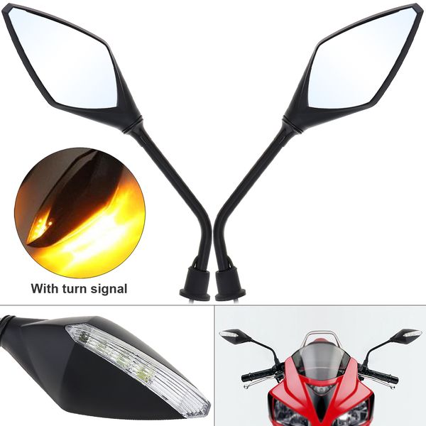 

2pcs black motorcycle led turn signals rearview sport bike mirrors for motorcycle motorbike