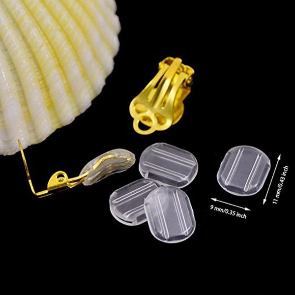 

50pcs clear comfort earring pads silicone anti pain cushion for clip on earrings earring back, Silver
