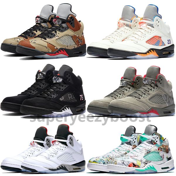 

3m reflective satin bred wings 5 basketball shoes white cement international flight fire red oreo 5s men designer sneakers size eur 40-47