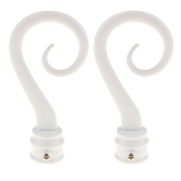 

pair curtain pole recess brackets rod finial window treatment hardware white