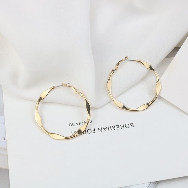 

европа америка гиперболического урожай ins круглый круг простой обруч серьги ювелирные изделия способа-laf, Golden;silver