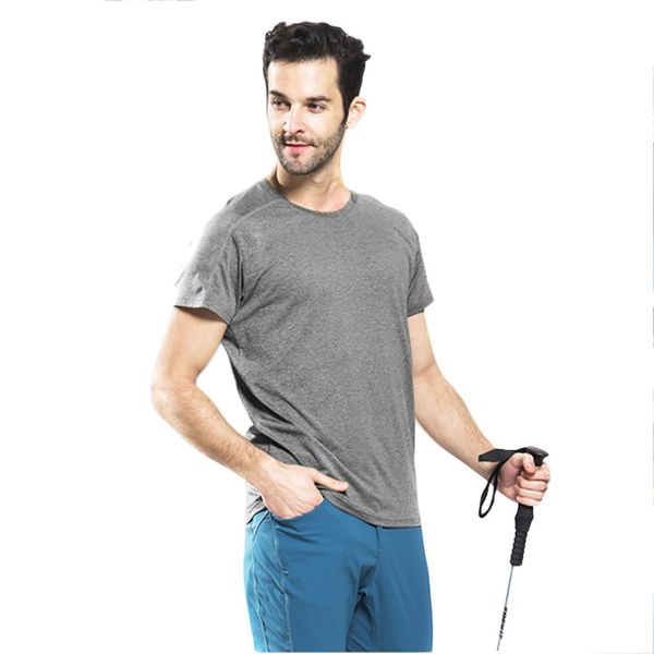 

sales promotion men sport outdoor slim quick dry t-shirt short sleeve crew neck tee wholesale well sell, Gray;blue