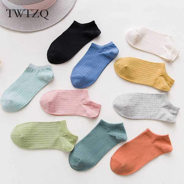 

twtzq 5 pair/lot new arrival socks women cotton stripe funny socks solid color meias casual girl short sock calcetines, Black;white