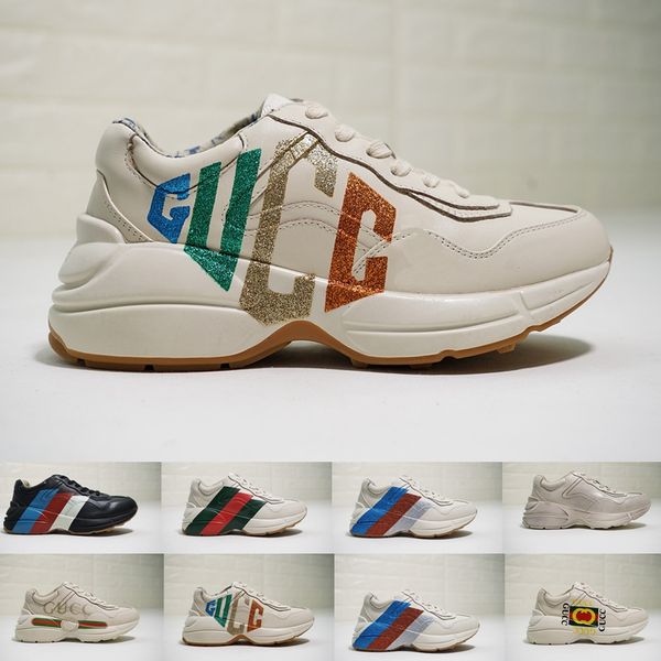 

высочайшее качество rhyton vintage shoes triple s женские роскошные дизайнерские брендовые кроссовки женские мужские тренер кроссовки папа о, White;red