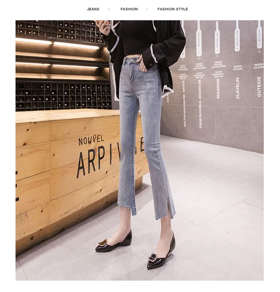 

lavender the new cowboy female tight spare contracted feet pants, Blue