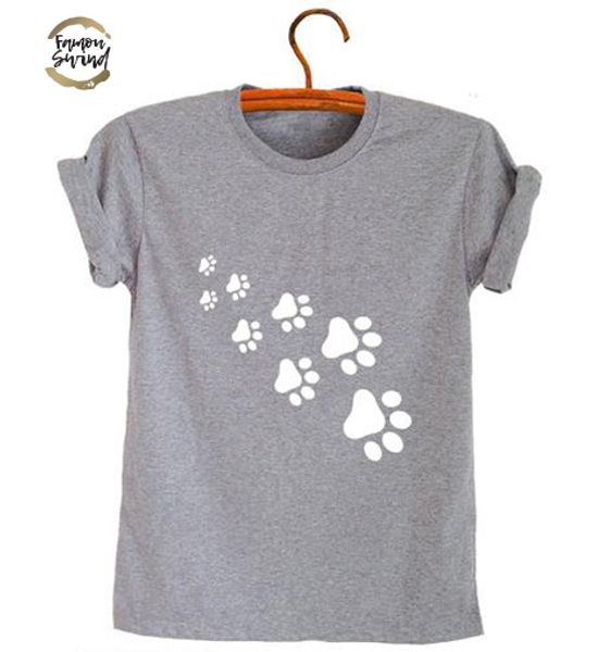 

cat paws print women tshirt cotton casual funny t shirt for lady tee hipster gray black white drop ship z-326