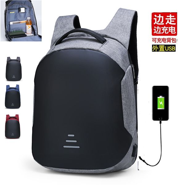 

dual shoulder bag male leisure large capacity business outdoor travel burglar-proof backpack multifunctional usb charging