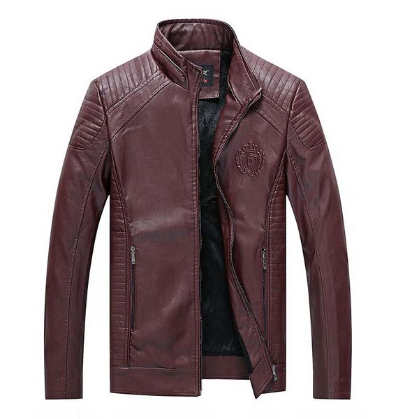 

new arrival winter brand men leather jacket motorcycle men's leather jackets coats male bomber jackets plus velvet outerwear, Black