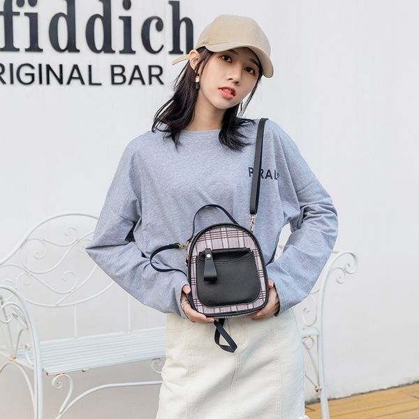 

korean checkered women's mini backpack women's small backpack 2020 new