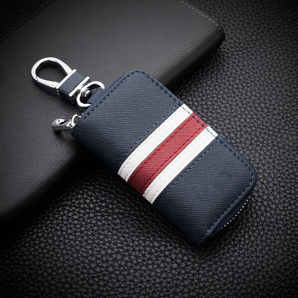 

business style striped car key case bag with key ring car-styling interior accessories women men auto accessories universal