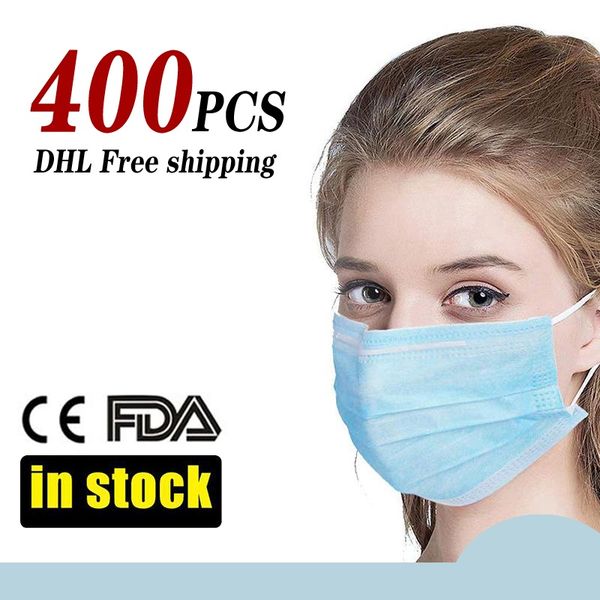 

400pcs fda ce certifica disposable face masks 3-layer dustproof mouth anti pm2.5 safety masks men women disposable face masks