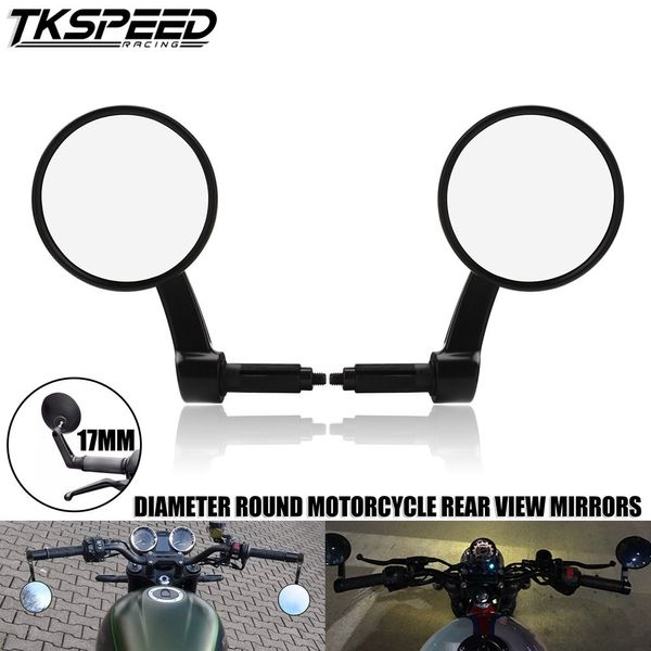 

motorcycle rear view mirrors handle 17mm diameter round bar end cafe racer for sportster 883 1200 xl x48 street 750 dyna
