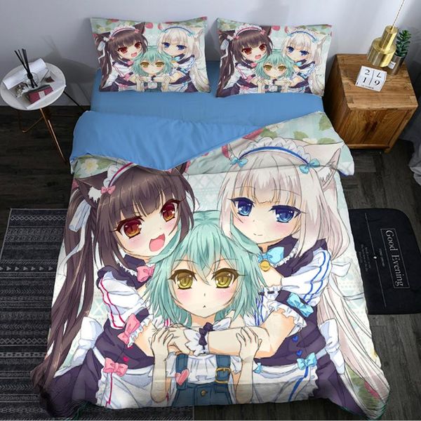 

игра nekopara 3d пододеяльник пододеяльники наволочки утешитель постельные принадлежности наборы постельного белья комплекты постельного бел