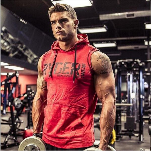 

mens gyms hoodie singlets sweatshirts sleeveless hoodies stringer bodybuilding fitness men's waistcoat shirts casual hoodies, Black